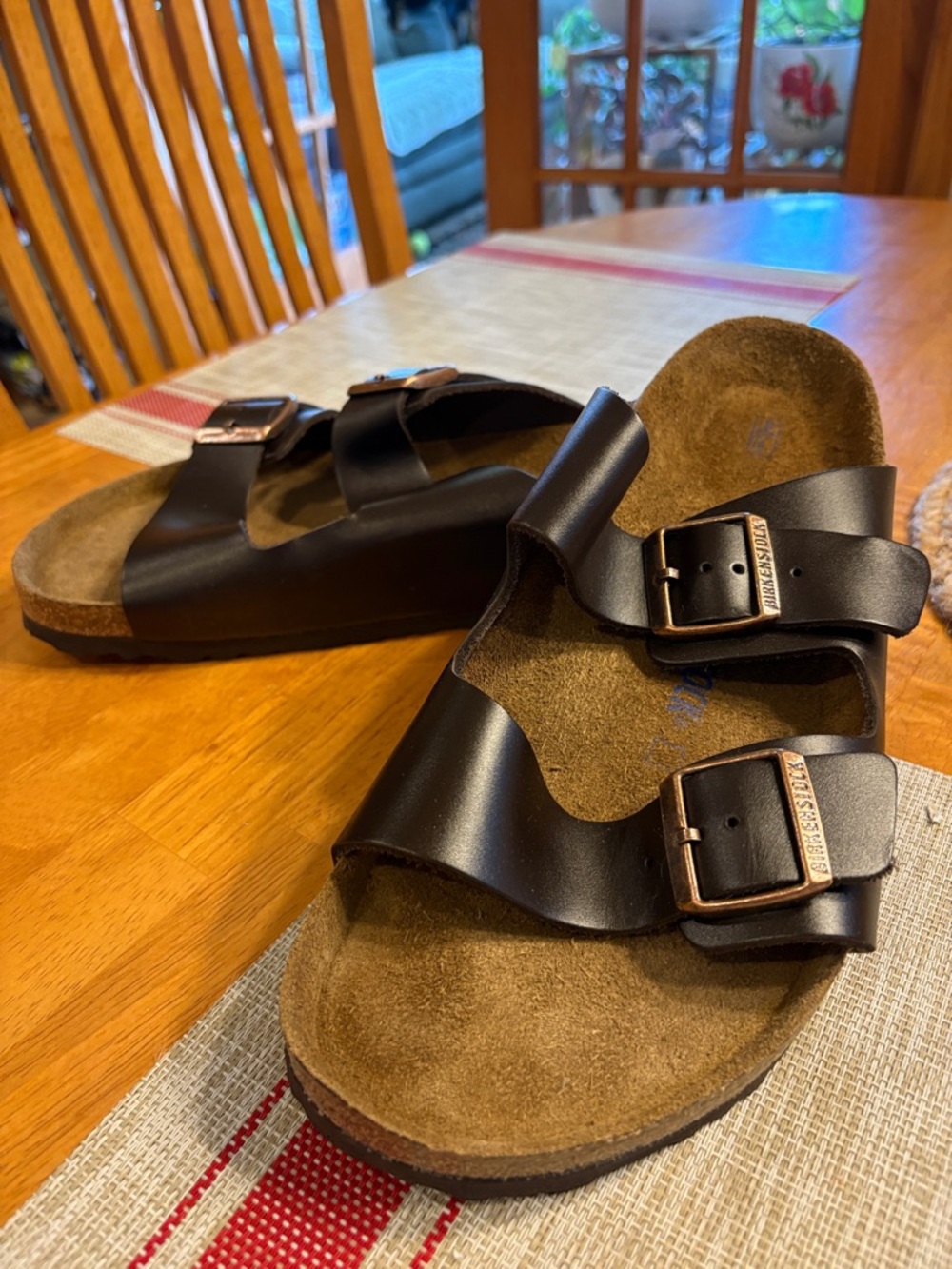 Birkenstock Black Leather Arizona Two-Strap Sandals